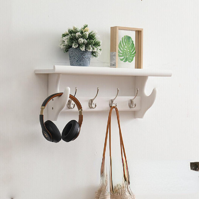 Argos Solid Wood Bracket Shelf with Hooks